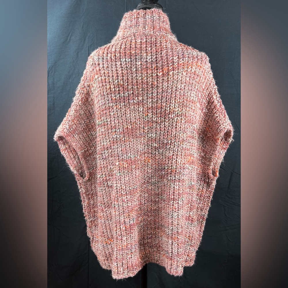 Elsamanda Wool Blend Chunky Knit Multicolor Cape Cardigan | Size OS | Italy - Picture 2 of 5